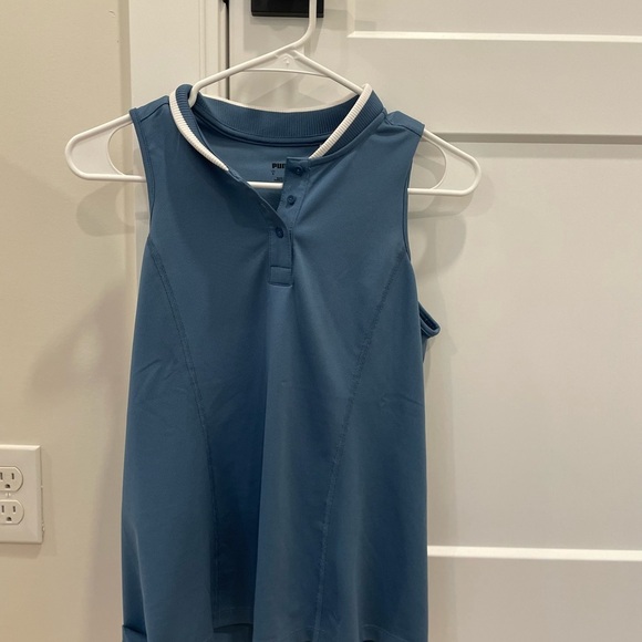 Puma Blue Sleeveless Polo Top - Picture 1 of 3